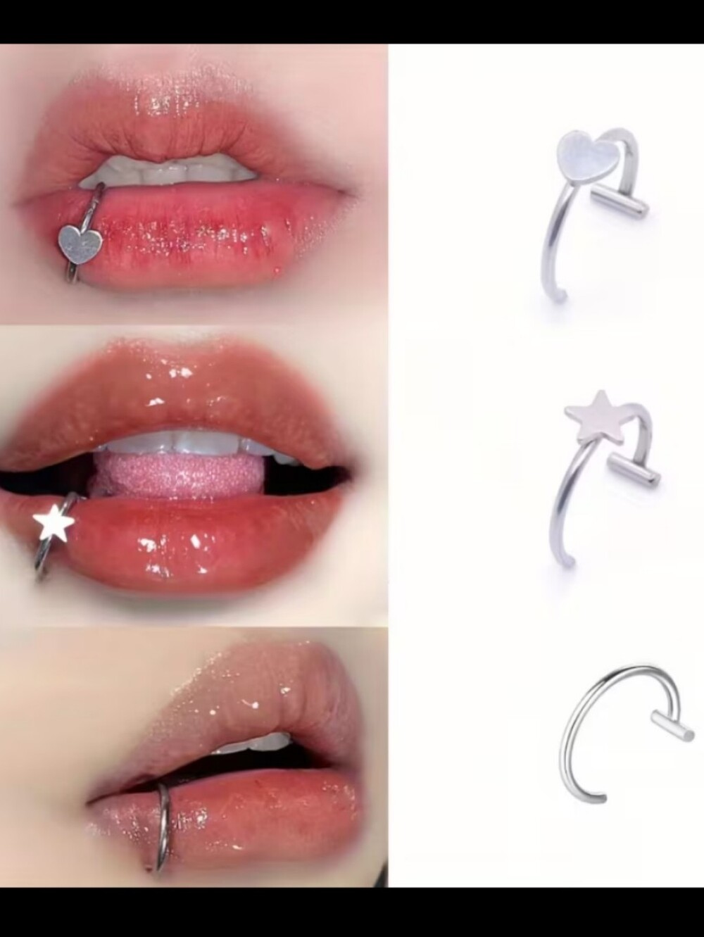 Fake Lip Rings - 3-Pack